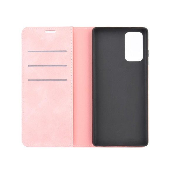 Samsung Galaxy Note20 Retro-skin Business Magnetic Suction Leather Case with Holder & Card Slots & Wallet(Pink)