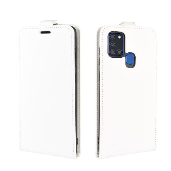 Galaxy A21S R64 Texture Single Vertical Flip Leather Protective Case with Card Slots & Photo Frame(White)