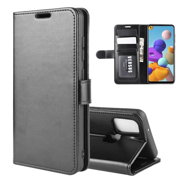 Galaxy A21s R64 Texture Single Horizontal Flip Protective Case with Holder & Card Slots & Wallet& Photo Frame(Black)