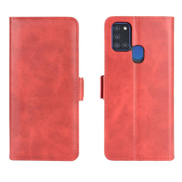 Galaxy A21S Dual-side Magnetic Buckle Horizontal Flip Leather Case with Holder & Card Slots & Wallet(Red)
