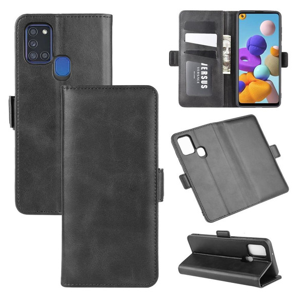 Galaxy A21S Dual-side Magnetic Buckle Horizontal Flip Leather Case with Holder & Card Slots & Wallet(Black)