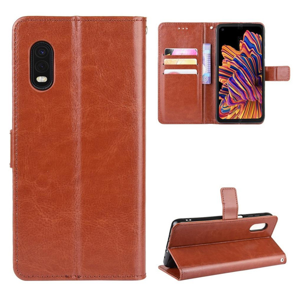 Galaxy Xcover Pro Retro Crazy Horse Texture Horizontal Flip Leather Case with Holder & Card Slots & Photo Frame(Brown)
