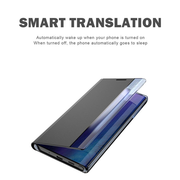 Galaxy S10 Side Display Magnetic Horizontal Flip Plain Texture Cloth + PC Case with Holder & Sleep / Wake-up Function(Silver)