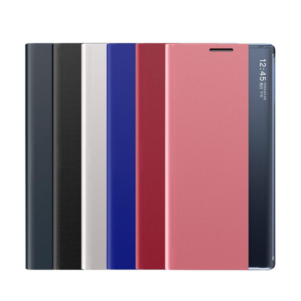 Galaxy S10 Side Display Magnetic Horizontal Flip Plain Texture Cloth + PC Case with Holder & Sleep / Wake-up Function(Red)