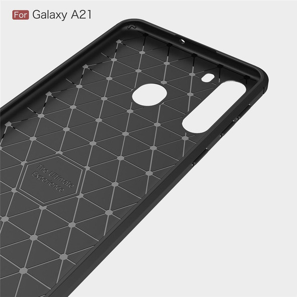 Galaxy A21 Brushed Texture Carbon Fiber TPU Case(Red)