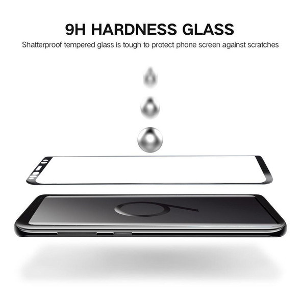 25 PCS - Galaxy S9 0.33mm 9H Surface Hardness 3D Curved Edge Anti-scratch Full Screen HD Fully Adhesive Glass Screen Protector (Black)