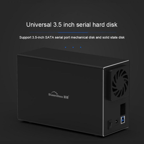 Blueendless USB-B Interface 3.5 inch 2 Bay RAID Combination Array HDD External Enclosure (US Plug)