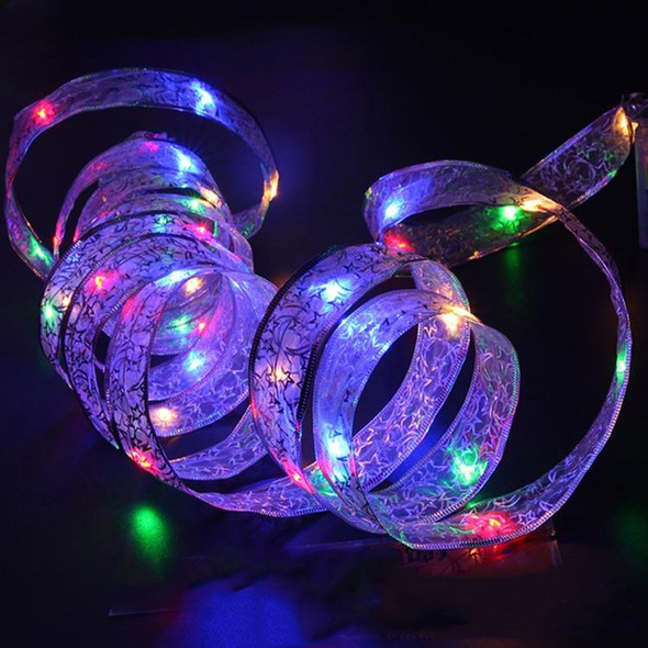 4m 40LEDs Gift Decoration Ribbon Light String LED Copper Wire Ribbon Christmas Tree Top Bowknot Light(Colorful Light)