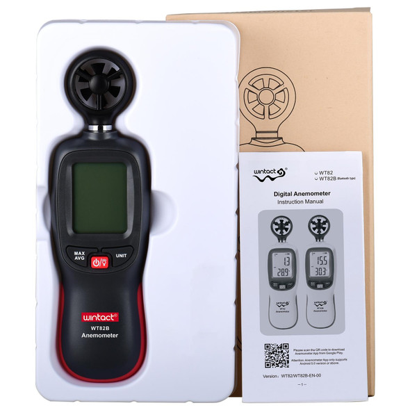 Wintact WT82B Bluetooth Wind Anemometer Data Logger Air Velocity Meter