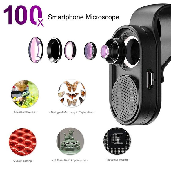 APEXEL APL-MS001 100X Smartphone Microscope with LED Light