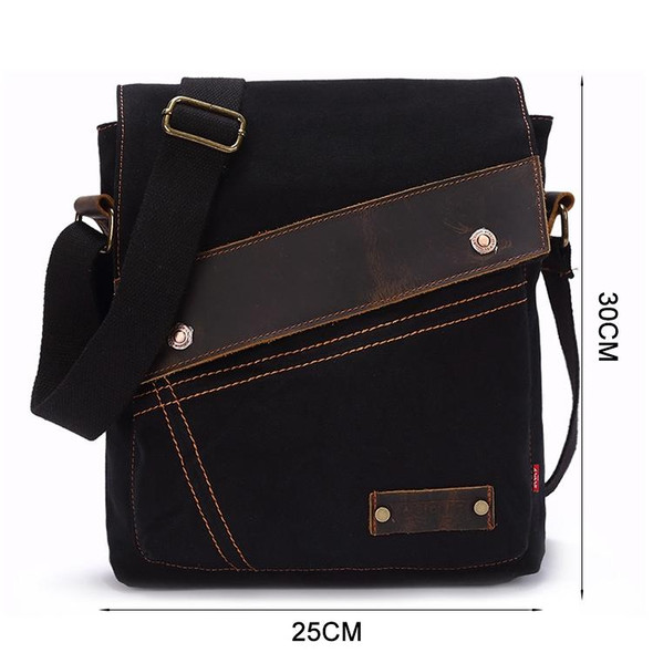 AUGUR 9088 Retro Vertical Style Canvas Shoulder Messenger Crossby Bag(Black)