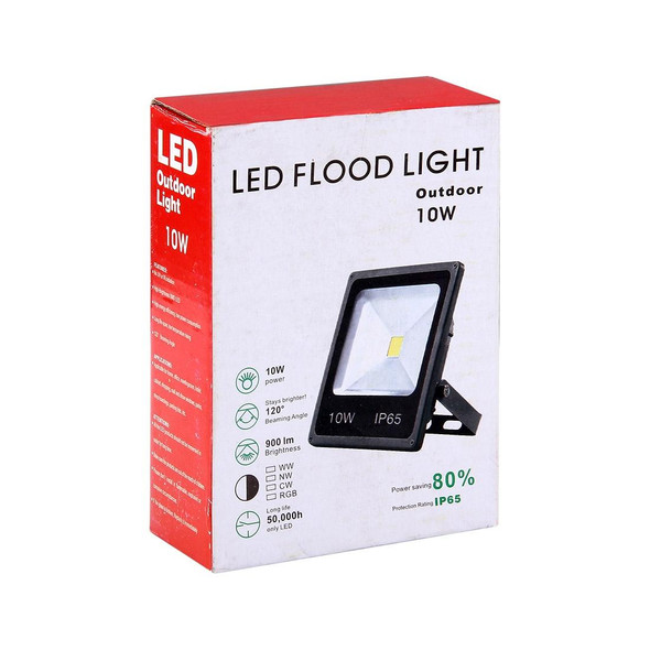 10W IP65 Waterproof White Light LED Floodlight, 900LM Lamp, AC 85-265V