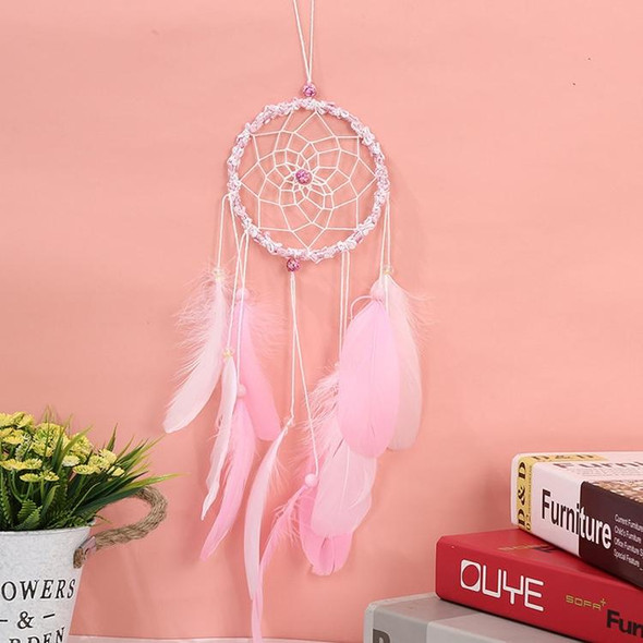 Creative Weaving Crafts Car Ornaments Hollow Wind Chimes Dreamcatcher Wall Hanging Decoration, Type:Without Light(Pink)