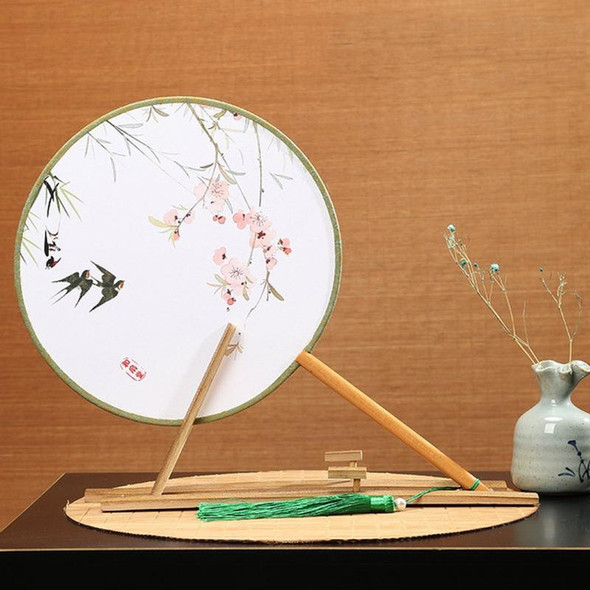 Retro Style Hanfu Group Fan Beech Wood Handle Classical Dance Fan(Swallow Back )