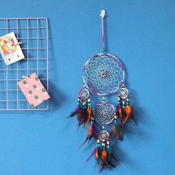 Home Hand Woven Colorful Bohemian Dream Catcher, Specification: Wooden Beads