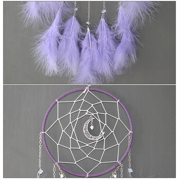 DIY Handmade Decorative Dream Catcher Wall Hanging Dreamcatcher Feather Crafts Kids Stuff Wall Room Decor(Purple)