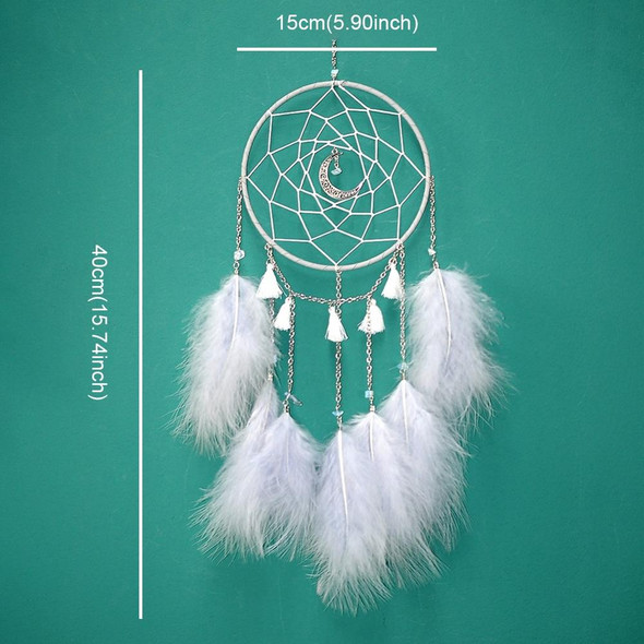 DIY Handmade Decorative Dream Catcher Wall Hanging Dreamcatcher Feather Crafts Kids Stuff Wall Room Decor(white )