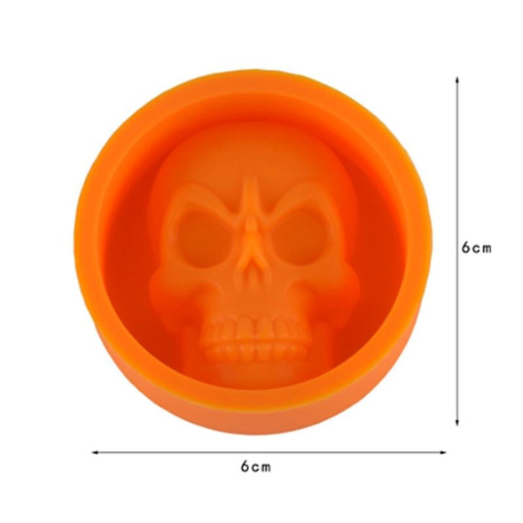 Kitchen Ice Box Food Grade Silicone Skull Ice Lattice Creative Whiskey Ice Ball Ice Mould(Orange)