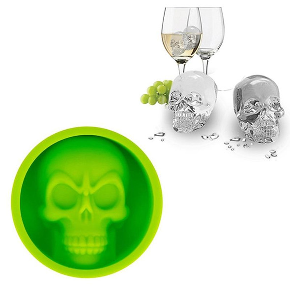 Kitchen Ice Box Food Grade Silicone Skull Ice Lattice Creative Whiskey Ice Ball Ice Mould(Green)