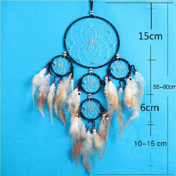 Turquoise Feather Five Rings Dream Catcher Car Pendant Home Decoration