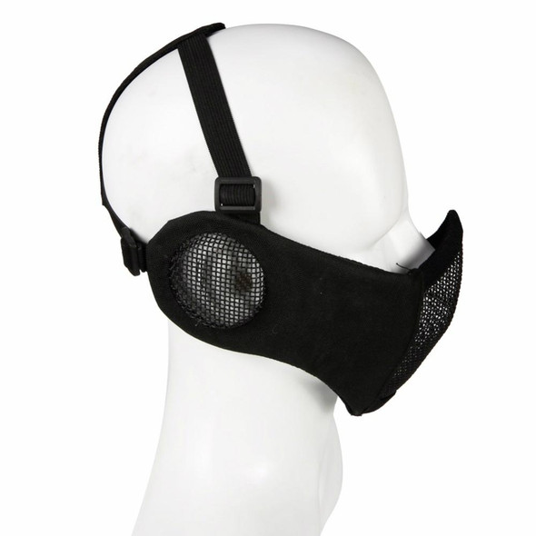 WoSporT Half Face Metal Net Field  Ear Protection Outdoor Cycling Steel Mask(Dark Crepe)