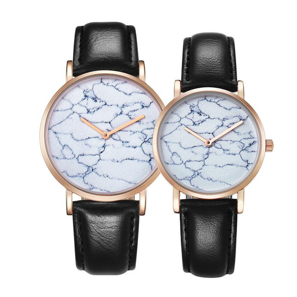 CAGARNY 6812 Round Dial Alloy Gold Case Fashion Couple Watch Men & Women Lover Quartz Watches with PU Leatherette Band