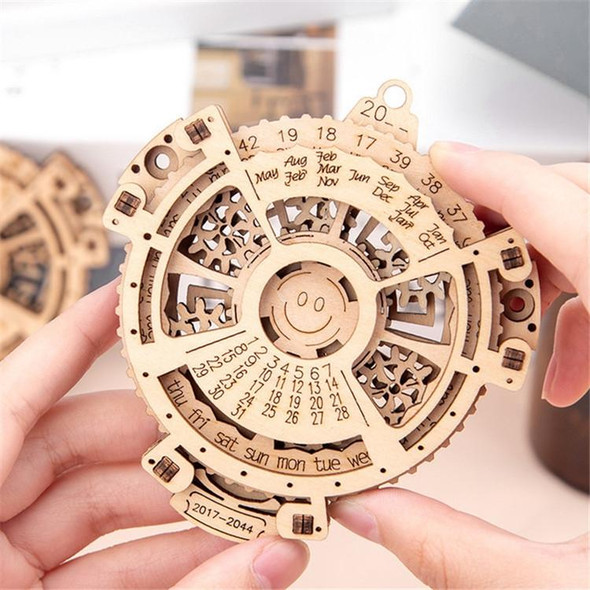 Children Wooden Mechanical Gear Perpetual Calendar 3D Puzzle Model DIY Assembled Toys