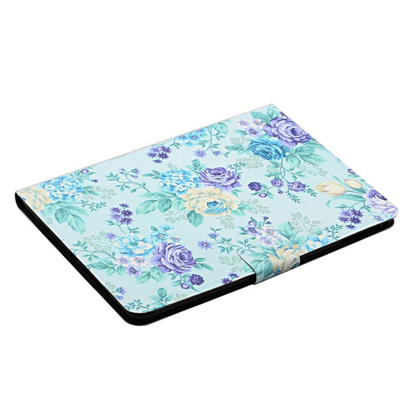 iPad 10.2 Flower Pattern Horizontal Flip Leather Case with Card Slots & Holder(Purple Flower)