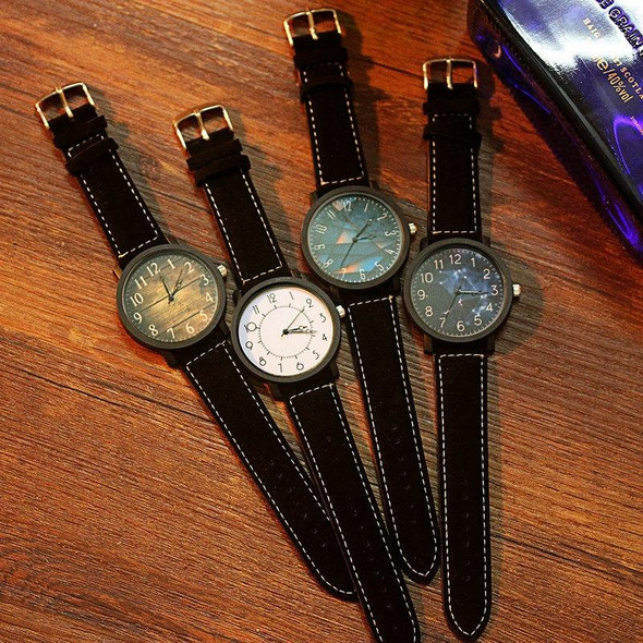 Waterproof Retro PU Leather Strap Quartz Watch(Black Band Cosmic Dial)