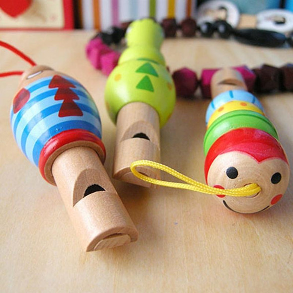 2 PCS Cute Cartoon Wooden Whistle Children Wind Instrument, Random Style Delivery