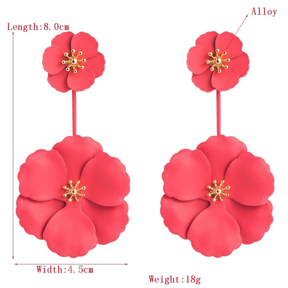 2 PCS Boho Style Earrings Alloy Flower Long Earrings(Yellow)