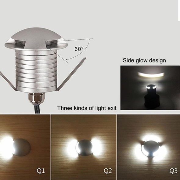 3W LED Embedded Polarized Buried Lamp IP67 Waterproof Turtle Shell Lamp Outdoor Garden Lawn Lamp, White Light 6000K Q2 Two-way Light