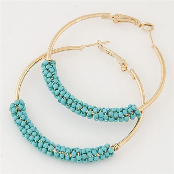 Women Hoop Earrings Ethnic Vintage Bead Boho Earrings Statement Jewelry(blue)