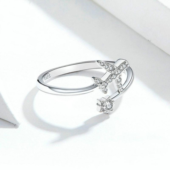 925 Sterling Silver Ring Plane Zircon Open White Gold Plated Ring