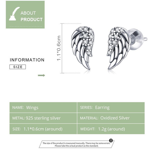 S925 Sterling Silver Wings Earrings Personality Earrings