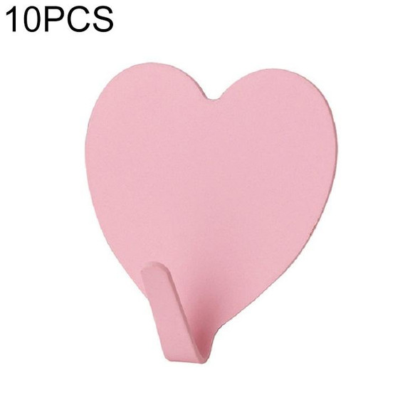 10 PCS Love Heart Hook Stainless Steel Heart Shaped Room Decoration Hook(Light Pink)