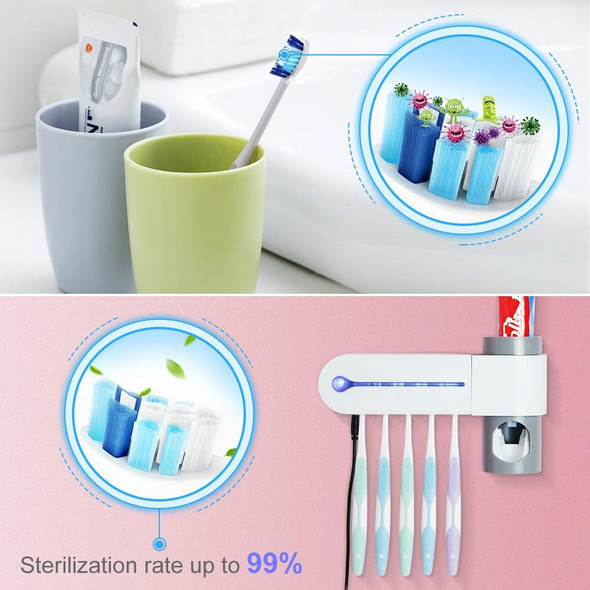 Punch-free Toilet Wall-mounted Ultraviolet Electric Disinfection Toothbrush Holder, Style:UK Plug