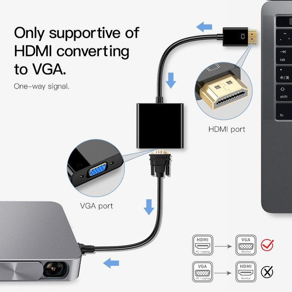 20cm HDMI 19 Pin Male to VGA Female Cable Adapter(Black)