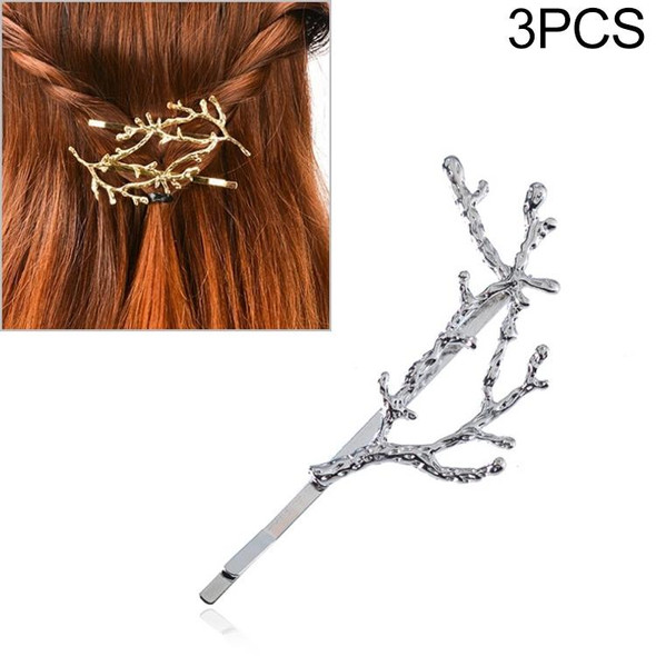 3 PCS Vintage Tree Branch Hair Clips Girls Alloy Hairpins, Length: 7.8 cm(Silver)