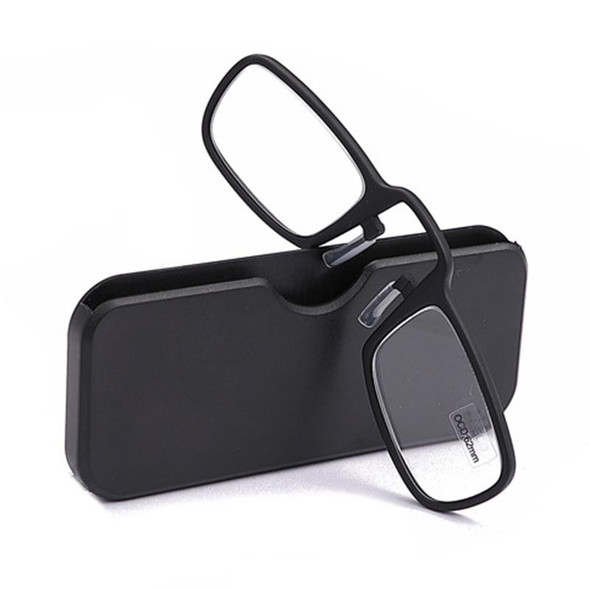 2 PCS TR90 Pince-nez Reading Glasses Presbyopic Glasses with Portable Box, Degree:+1.50D(Black)