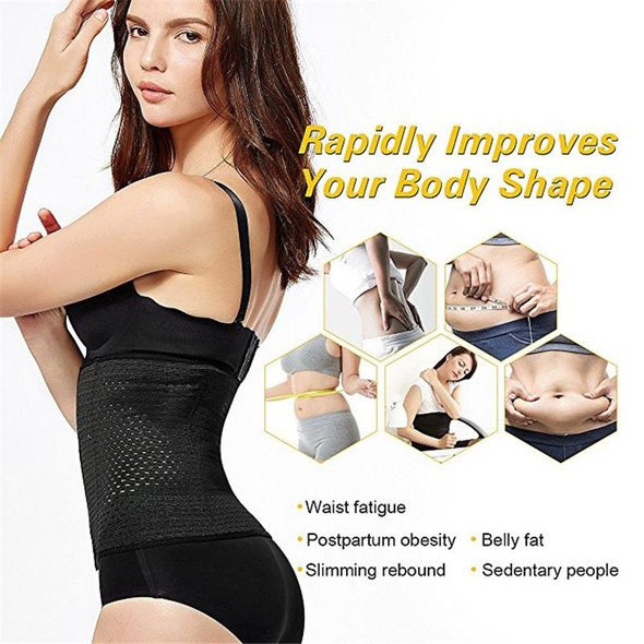 13-Buckle Belly Belt Hollowing Out Strong Waist Shaping Shaping Stomach Girdle Ladies Postpartum Corset Belt, Size:XL (Black)