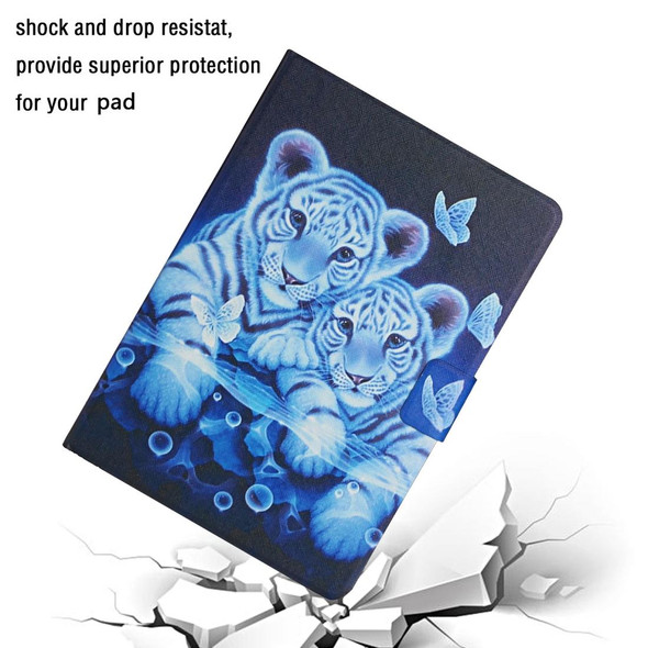 iPad Mini 4 / 3 / 2 / 1 Colored Drawing Pattern Horizontal Flip Leather Case with Holder & Card Slots & Sleep / Wake-up Function(Tiger)