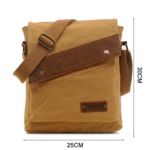 AUGUR 9088 Retro Vertical Style Canvas Shoulder Messenger Crossby Bag(Khaki)