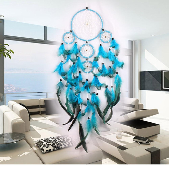 Creative Hand-Woven Crafts Dream Catcher Home Car Wall Hanging Decoration(Blue Black)