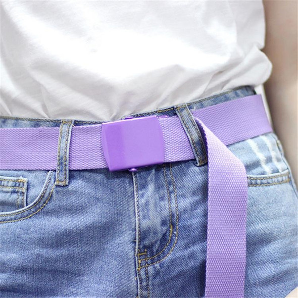 Unisex Smooth Buckle Canvas Woven Belt, Size:130 x 3.8cm(White)