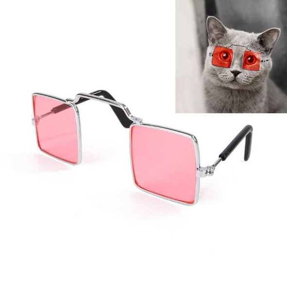 4 PCS Pet Jewelry Cat Photo Funny Props Personality Glasses(Transparent Pink)