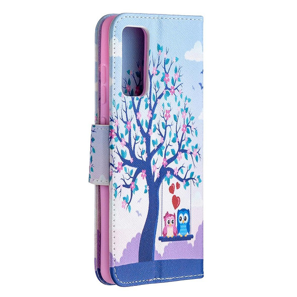 Samsung Galaxy S20 FE 5G / S20 Lite Colored Drawing Pattern Horizontal Flip Leather Case with Holder & Card Slots & Wallet(Two Owls)