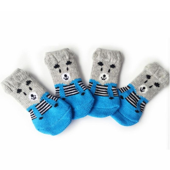 2 Pairs Cute Puppy Dogs Pet Knitted Anti-slip Socks, Size:M (Bear)