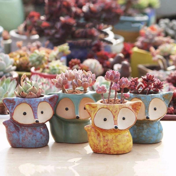 Ceramic Fleshy Flower Pot Succulent Thumb Pot Fox Flower Pot, Random Color Delivery (Without Plants)