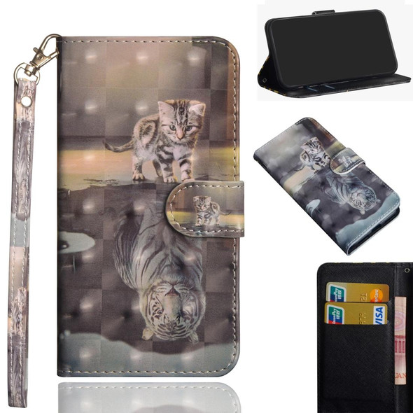 3D Painting Pattern Coloured Drawing Horizontal Flip TPU + PU Leatherette Case with Holder & Card Slots & Wallet for Google Pixel 3A(Cat Tiger)